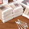 Transparent Square Cotton Swab Storage Box With Bamboo Lid Double Head Cotton Buds Toothpick Organ 4
