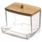 Transparent Square Cotton Swab Storage Box With Bamboo Lid Double Head Cotton Buds  Toothpick Organ 6