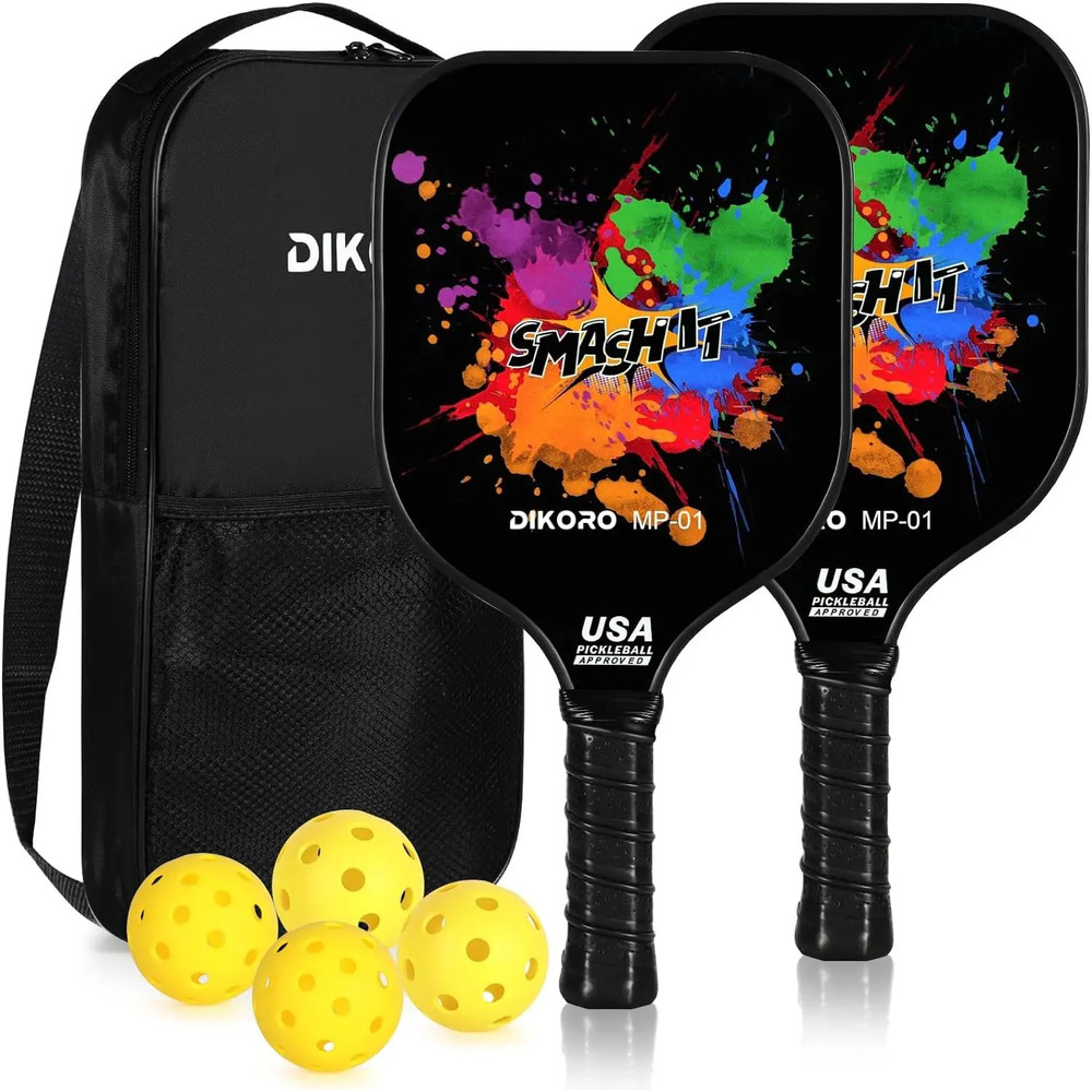 Lightweight Pickleball Paddle Set Graphite Textured Surface With Fiberglass Face USAPA Compliant Pa 0