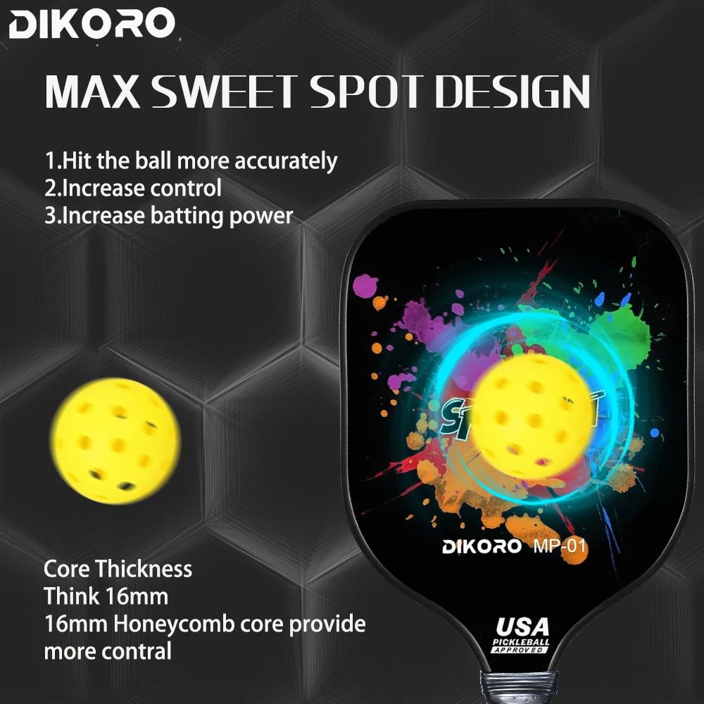 Lightweight Pickleball Paddle Set Graphite Textured Surface With Fiberglass Face USAPA Compliant Pa 3