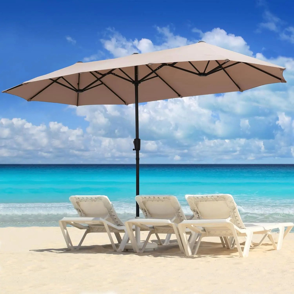 Large Patio Umbrella Outdoor DoubleSided Market Canopy Extra Large Table Umbrella With Easy Crank F 5