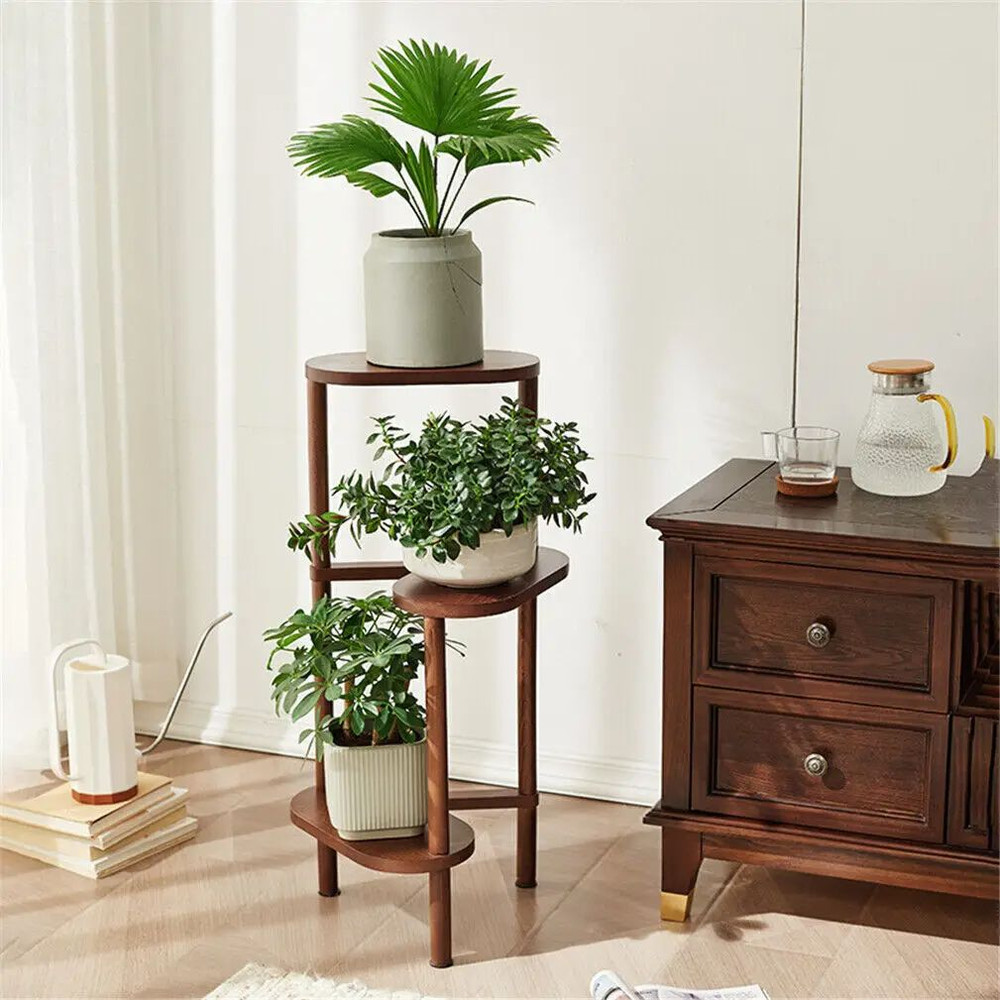 Tier Bamboo Tall Corner Plant Rack Planter Stand Flower Pot Holder Storage Shelf For Balcony Garden 0