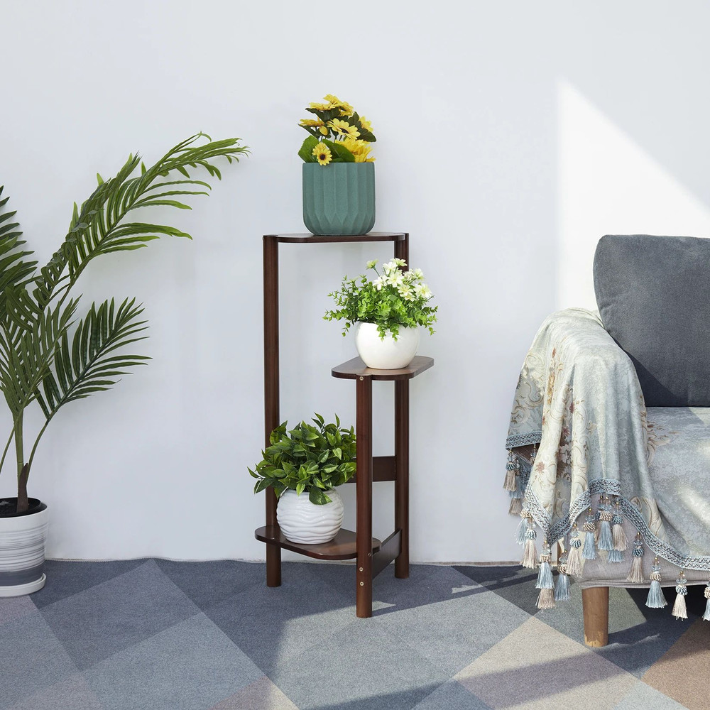 Tier Bamboo Tall Corner Plant Rack Planter Stand Flower Pot Holder Storage Shelf For Balcony Garden 1