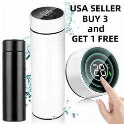 smart sports water bottle, coffee thermo with led temperature display, hot & cold vacuum insulated