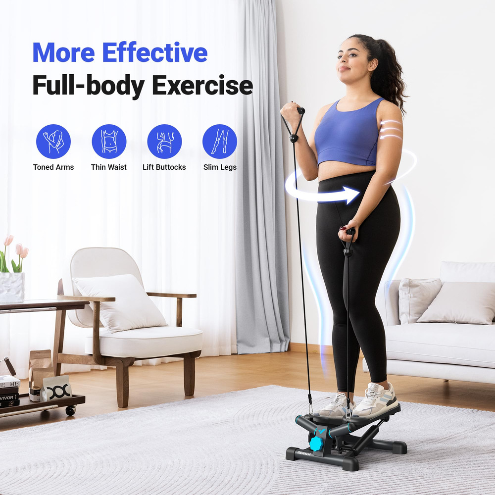 Mini Exercise Stepper With Resistance Bands330lb Capacity Twist Stepper For Home CardioFull Body Wo 1