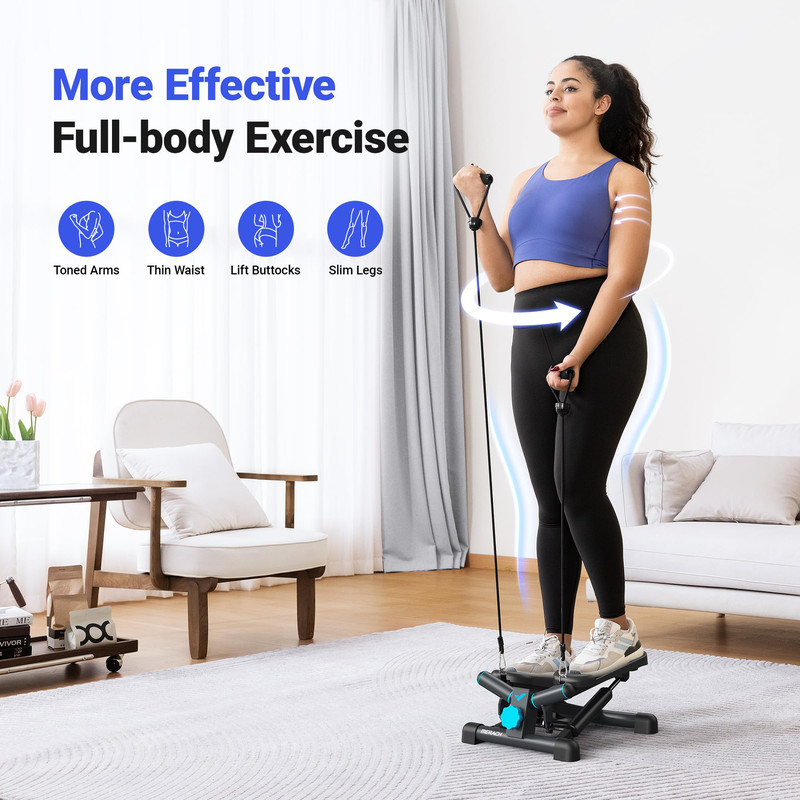 Mini Exercise Stepper With Resistance Bands330lb Capacity Twist Stepper For Home CardioFull Body Wo 1