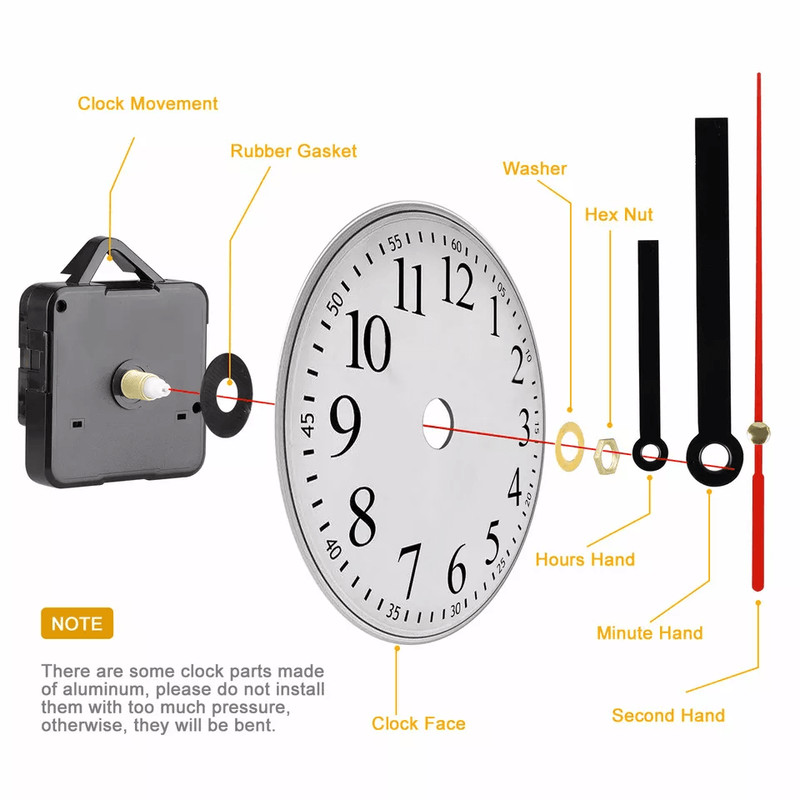 Clock Movement Mechanism Quartz Wall DIY Hands Repair Replacement Tool Parts Kit Silent Sweep Motor 6