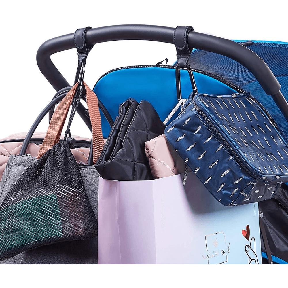 Leather Metal Baby Stroller Hook Clip Hanger Anti Slip Carabiner Spring Clip Heavy Duty Bag Holder 1