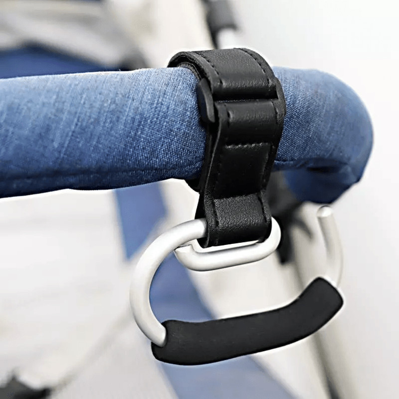 Leather Metal Baby Stroller Hook Clip Hanger Anti Slip Carabiner Spring Clip Heavy Duty Bag Holder 3