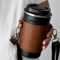 Coffee Cup And Water Bottle Carrier Pouch With Adjustable Shoulder Strap Leather Holder Bag With Ch 4
