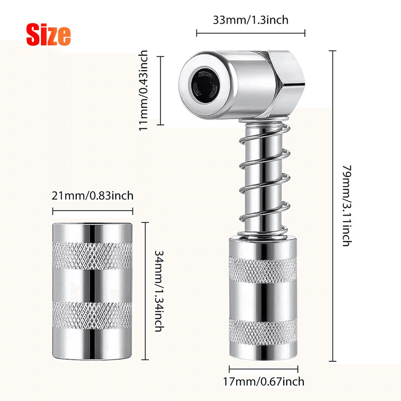 Grease Nozzle Adapter Coupler Grease Fitting Tool With Protective Sleeve 3