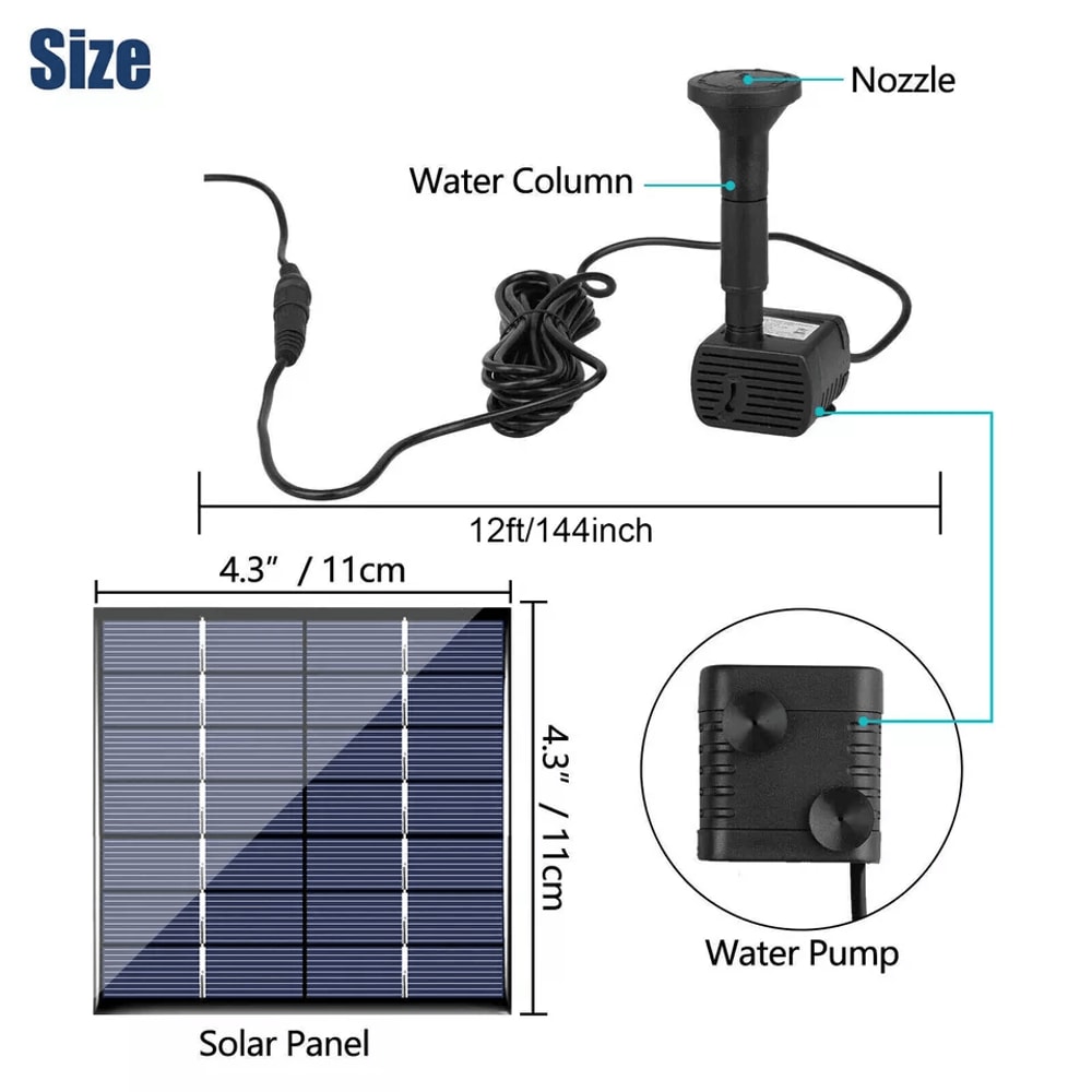Solar Power Fountain Submersible Floating Water Pump For Bird Bath Pond Garden Decor 4