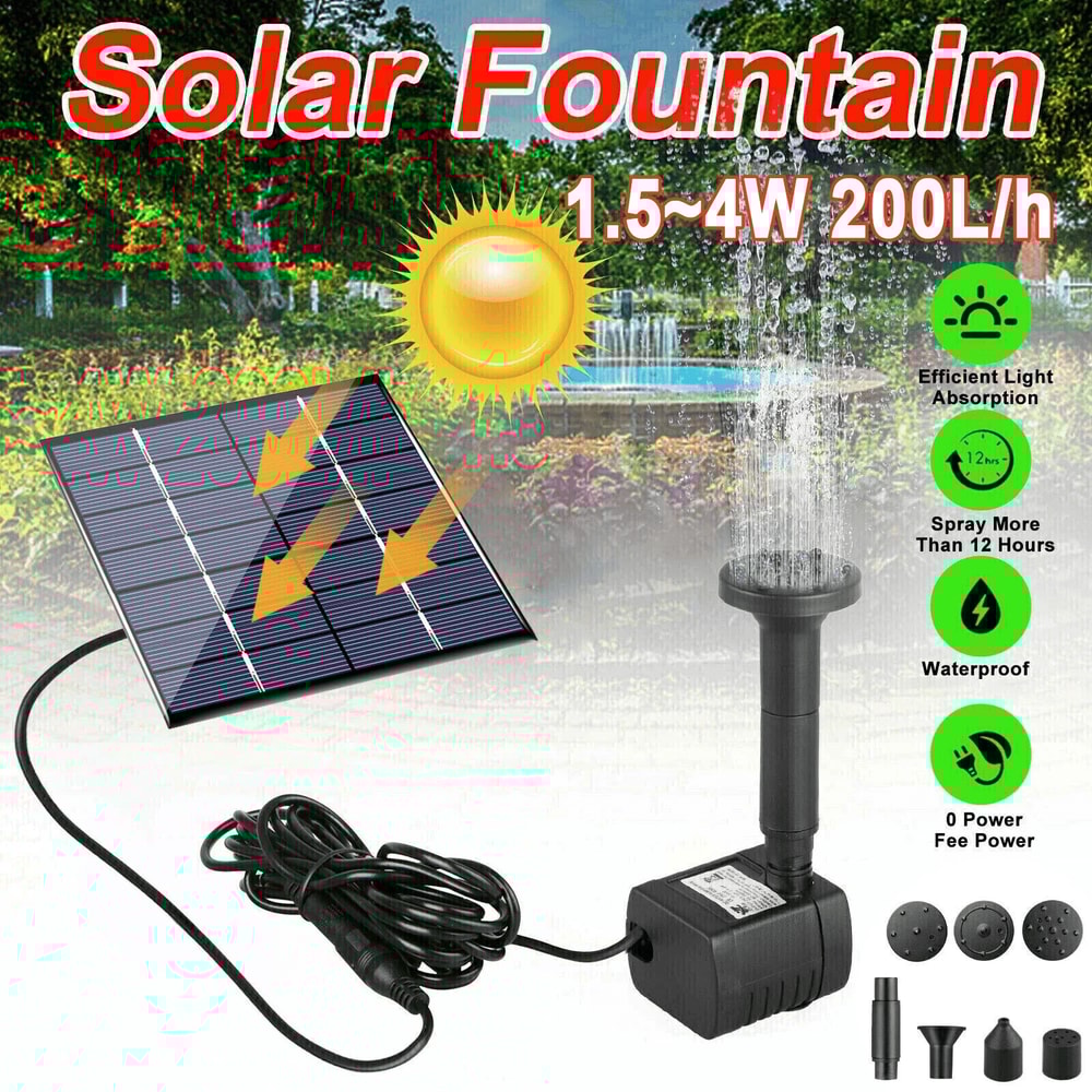 Solar Power Fountain Submersible Floating Water Pump For Bird Bath Pond Garden Decor 0