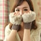 Faux Fur Knitted Fingerless Gloves Warm Winter Half Finger Gloves For Men Women Soft Thermal Hand W 0