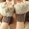 Faux Fur Knitted Fingerless Gloves Warm Winter Half Finger Gloves For Men Women Soft Thermal Hand W 3