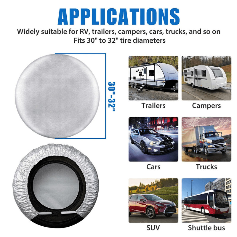 Waterproof Tire Covers For RV Trailer Camper UV Protection For Tires 2