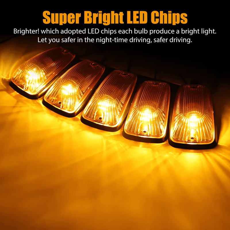 LED Cab Marker Roof Light Amber Lens For Pickup Trucks Replacement 0