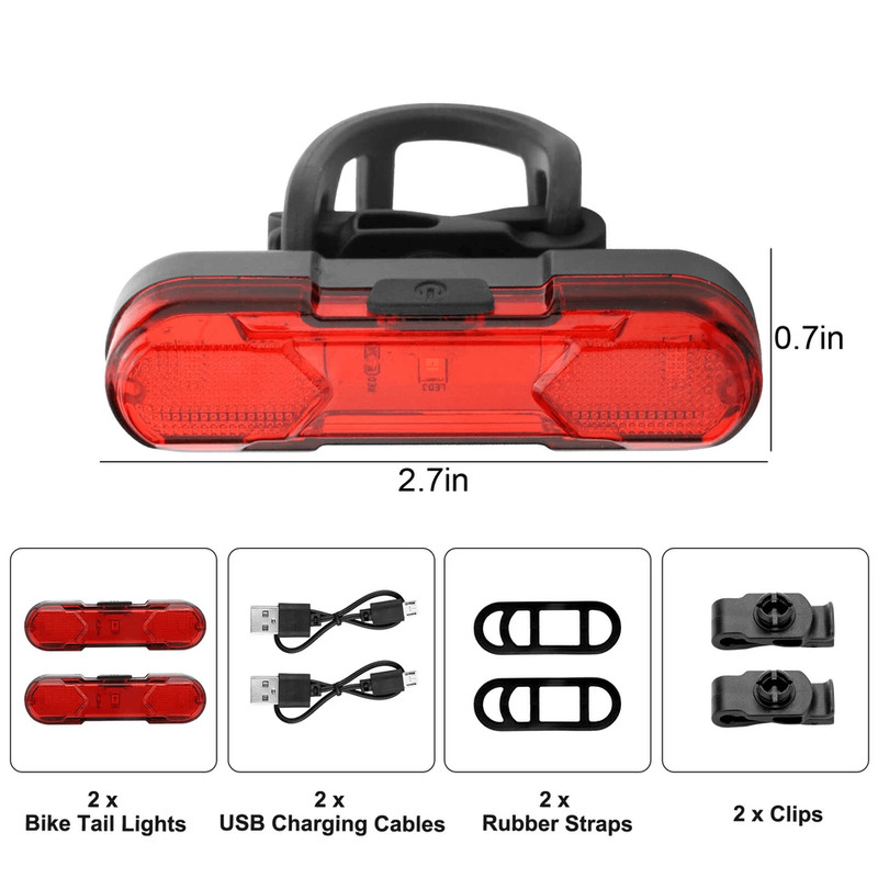 USB Rechargeable LED Bike Tail Light Waterproof Bicycle Safety Rear Lamp For Cycling 5