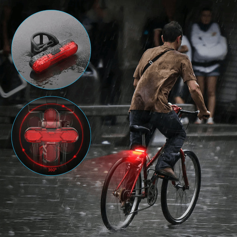 USB Rechargeable LED Bike Tail Light Waterproof Bicycle Safety Rear Lamp For Cycling 3