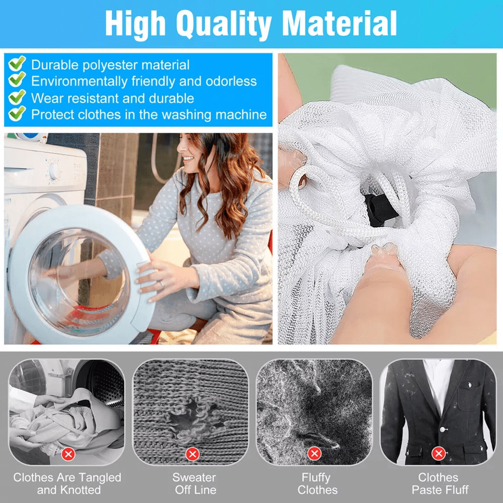 Heavy Duty Laundry Bag Large Mesh Wash Clothes With Drawstring Top Closure Durable Dirty Clothes St 1