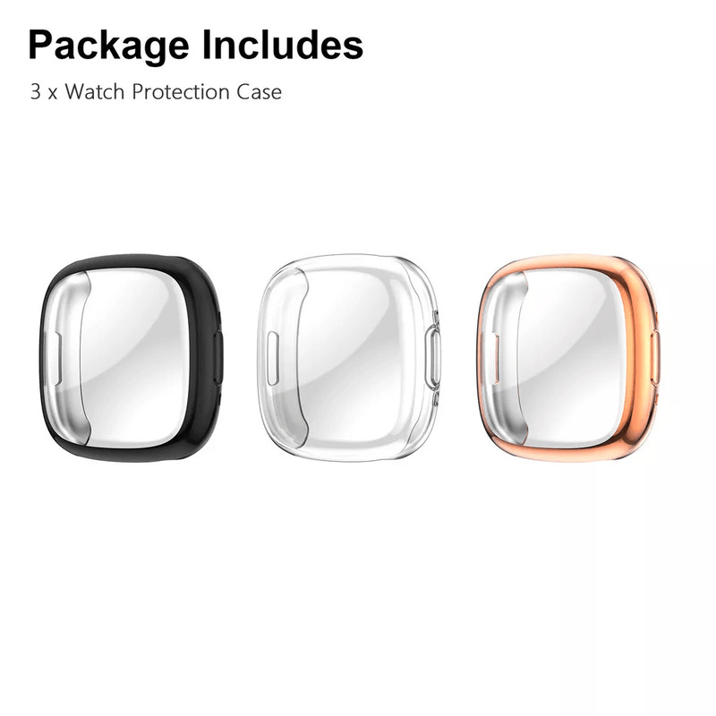 Watch Case TPU Screen Cover Protector For Fitbit Versa Sense Smartwatch UltraThin Shockproof Full P 8