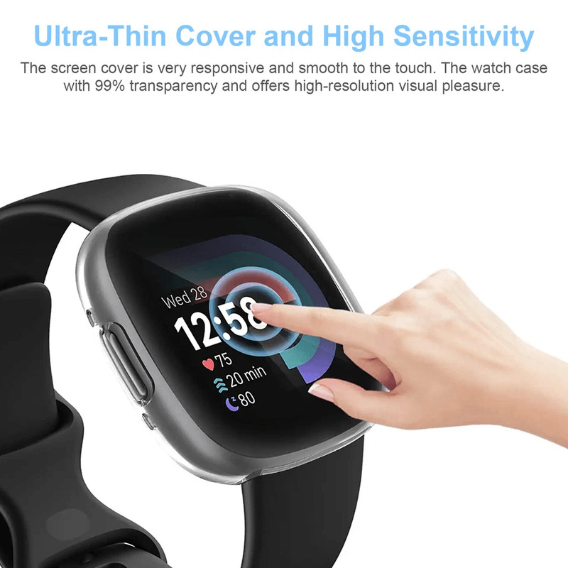 Watch Case TPU Screen Cover Protector For Fitbit Versa Sense Smartwatch UltraThin Shockproof Full P 4