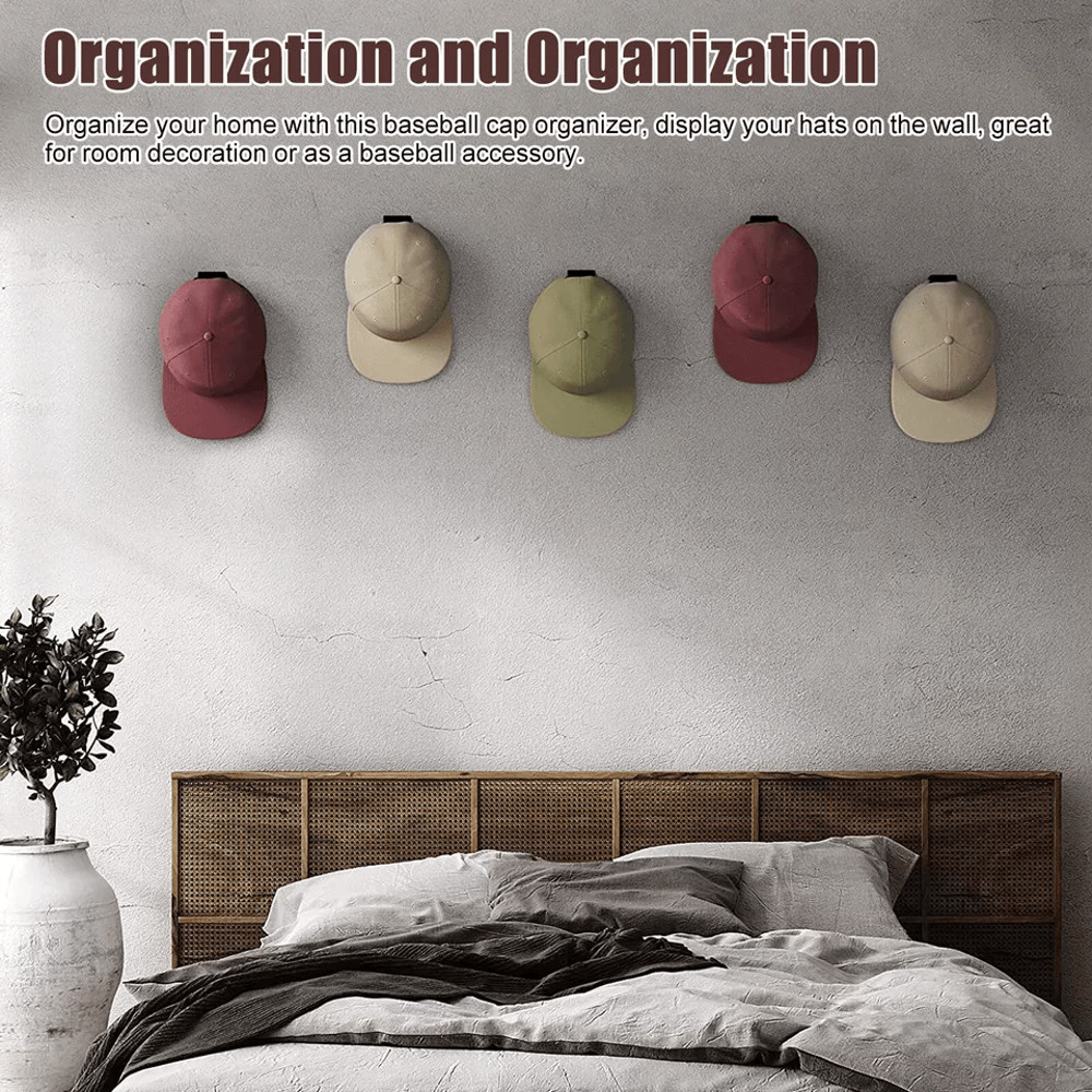 Baseball Cap Hat Rack Wall Door Hanger Holder Storage Organize Hooks Adhesive NoDrill Hat Display O 1
