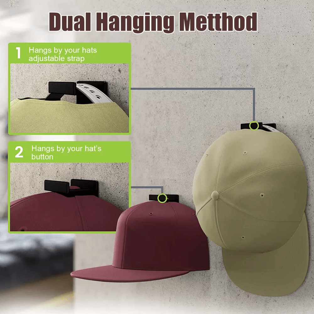 Baseball Cap Hat Rack Wall Door Hanger Holder Storage Organize Hooks Adhesive NoDrill Hat Display O 2