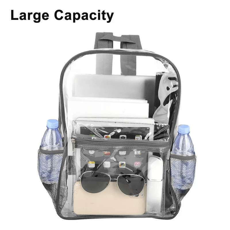 Heavy Duty Clear Backpack Waterproof Transparent Sling Bag SeeThrough Bookbag For School Work Trav 3