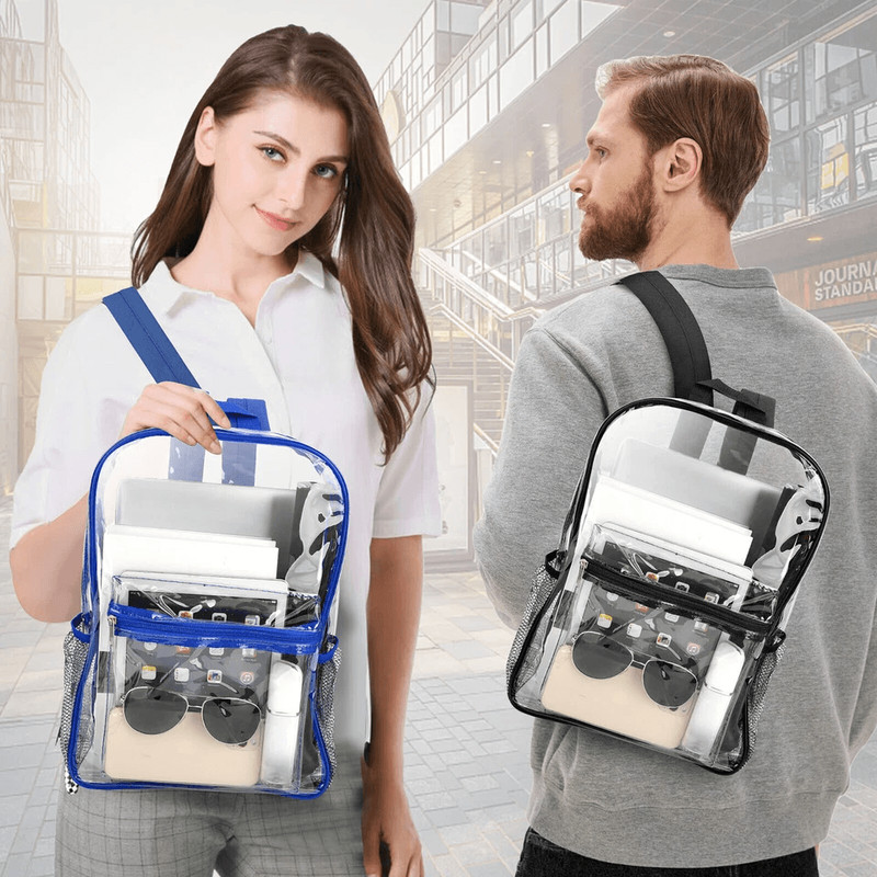 Heavy Duty Clear Backpack Waterproof Transparent Sling Bag SeeThrough Bookbag For School Work Trav 2