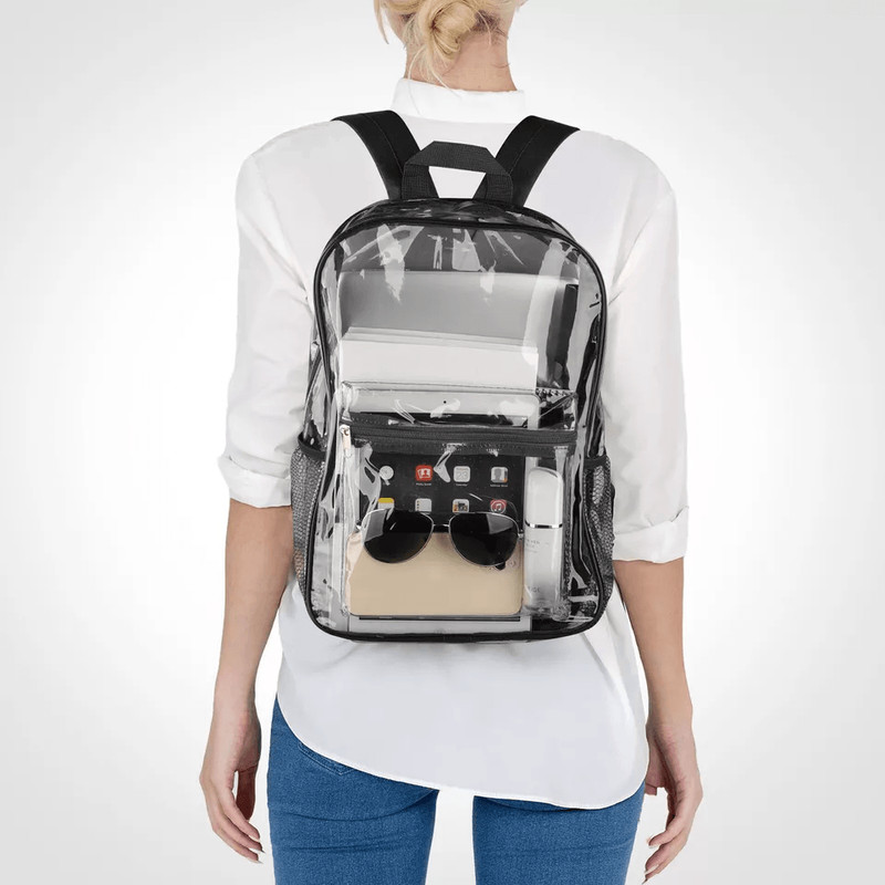 Heavy Duty Clear Backpack Waterproof Transparent Sling Bag SeeThrough Bookbag For School Work Trav 1
