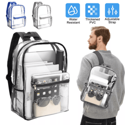 heavy duty clear backpack, waterproof transparent sling bag, see-through bookbag for school, work & travel