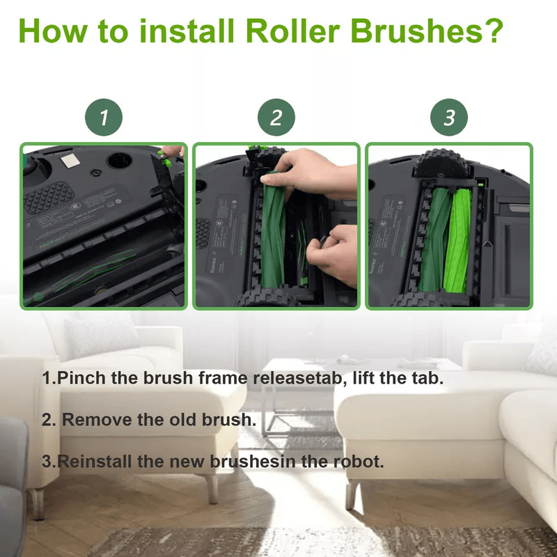 Replacement Roller Brushes For IRobot Roomba Compatible DoubleSided Rubber Brushes For Vacuum Clean 3