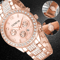 Womens Rose Gold Quartz Watch Stainless Steel Waterproof Classic Business Gift 0