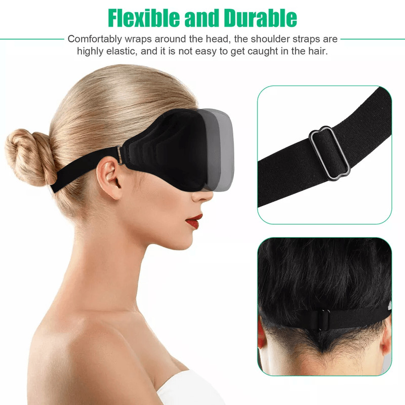 Travel Silk Eye Mask Sleeping Soft Padded Shade Cover Rest Relax Blindfold With Contour Design Adju 1