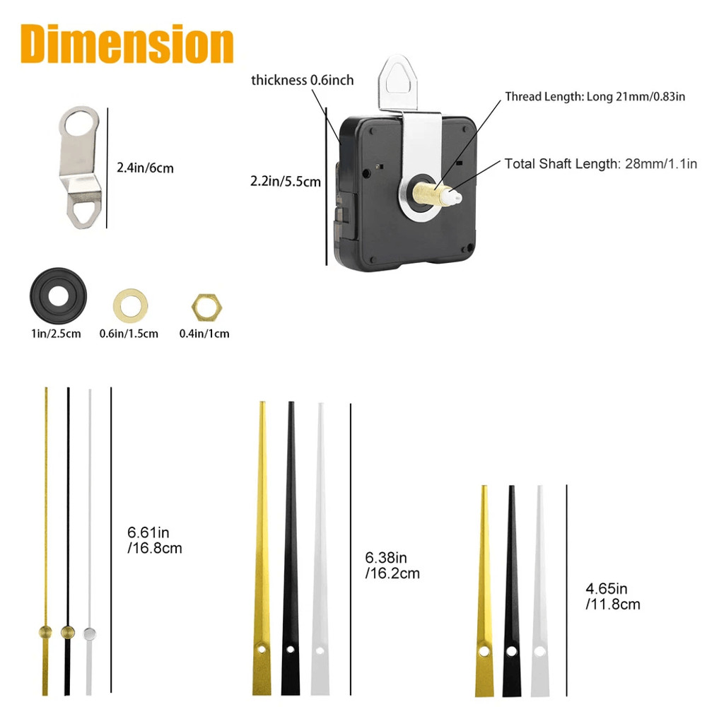 DIY Wall Quartz Clock Movement Repair Kit Replacement Hands  Mechanism Set 4