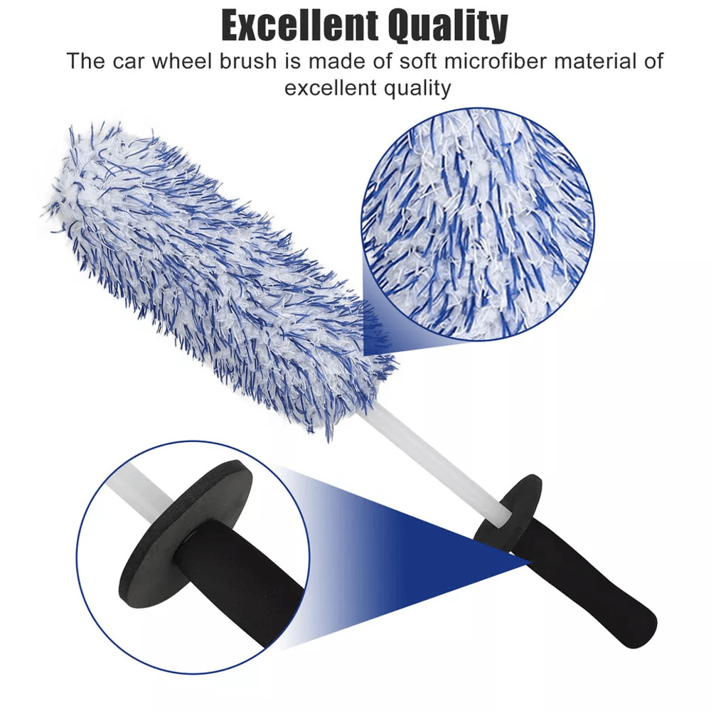 Microfiber Car Wheel Brush Complete Auto Detailing Tool For Rims Tires  Engine Cleaning 1