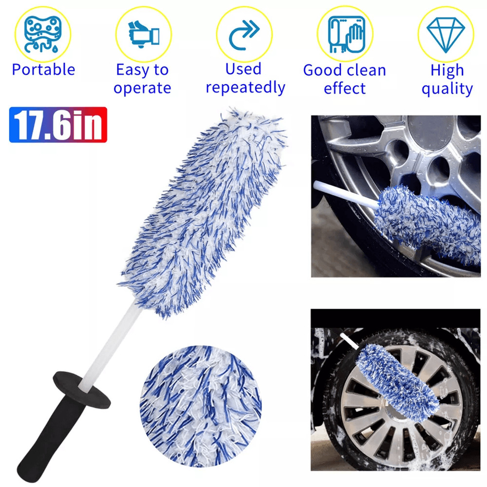 Microfiber Car Wheel Brush Complete Auto Detailing Tool For Rims Tires  Engine Cleaning 0