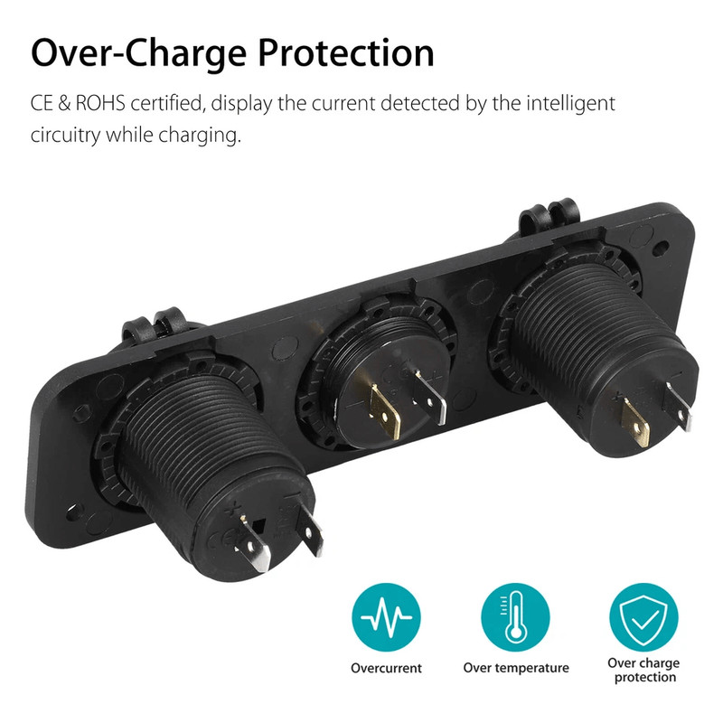 Dual USB Car Cigarette Lighter Socket Splitter Power Adapter With 12V Charger  LED Voltmeter 2