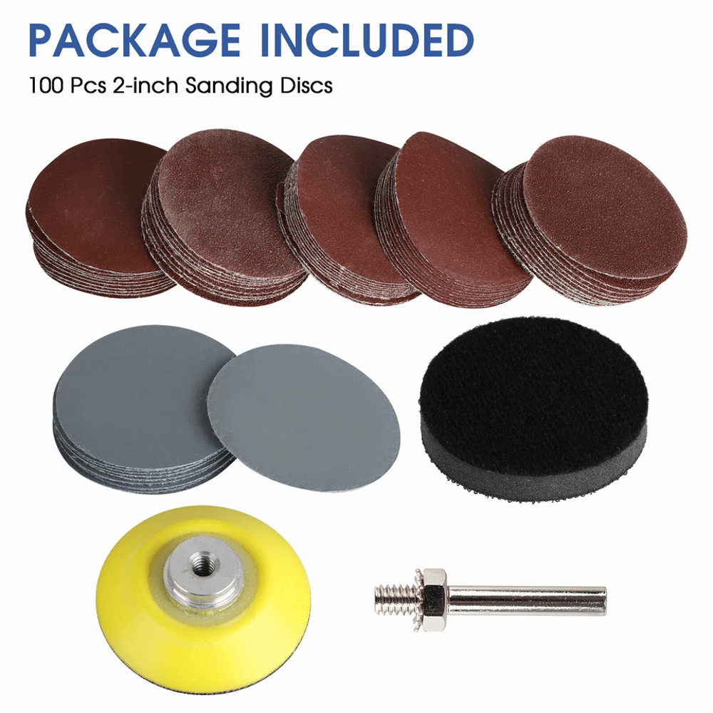 Sanding Disc Sandpaper Hook Loop Sander Kit With Backer Pad M6 Drill Adapter 4