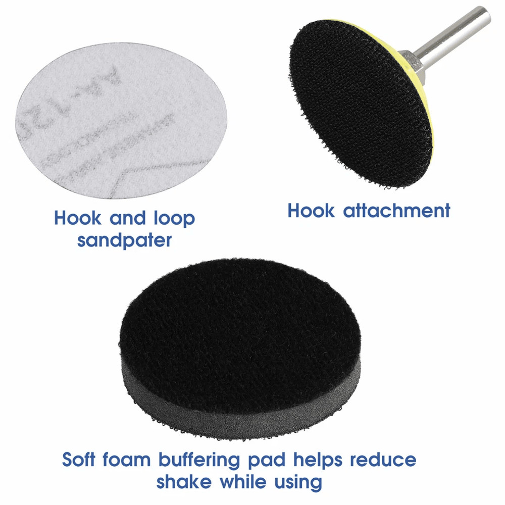 Sanding Disc Sandpaper Hook Loop Sander Kit With Backer Pad M6 Drill Adapter 3