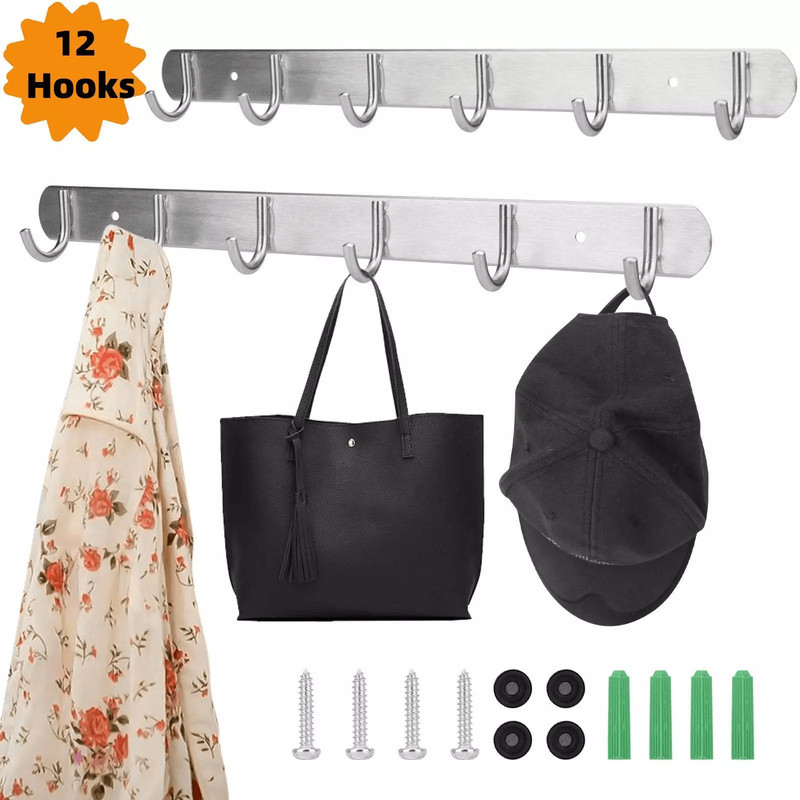 Wall Mounted Coat Hook Rack Chrome Hat Key Scarf Bag Hanger Organizer 0
