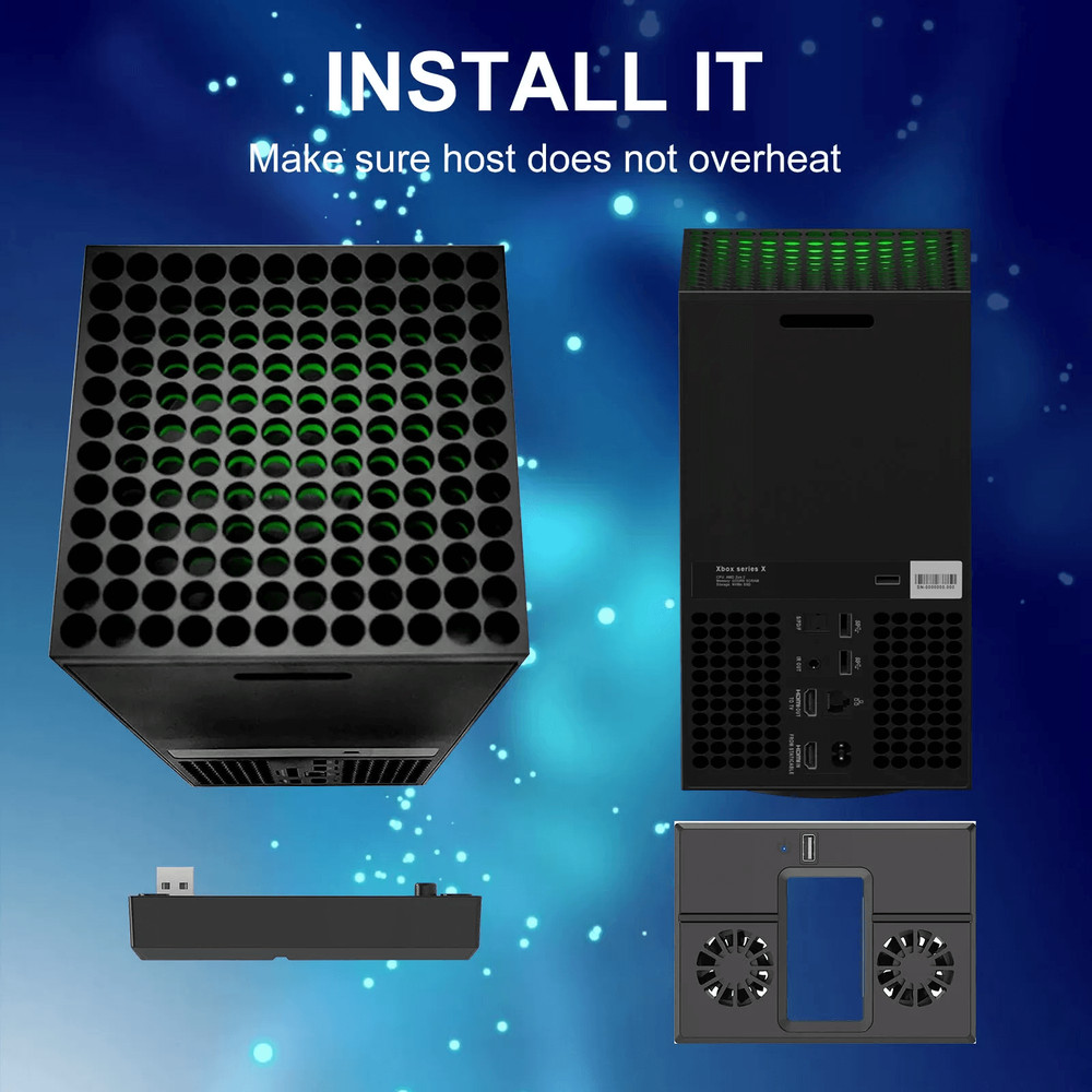 USB Cooling Fan Vertical Stand For Xbox Series X Quiet Dual Fans Game Console Cooler Base Accessory 2