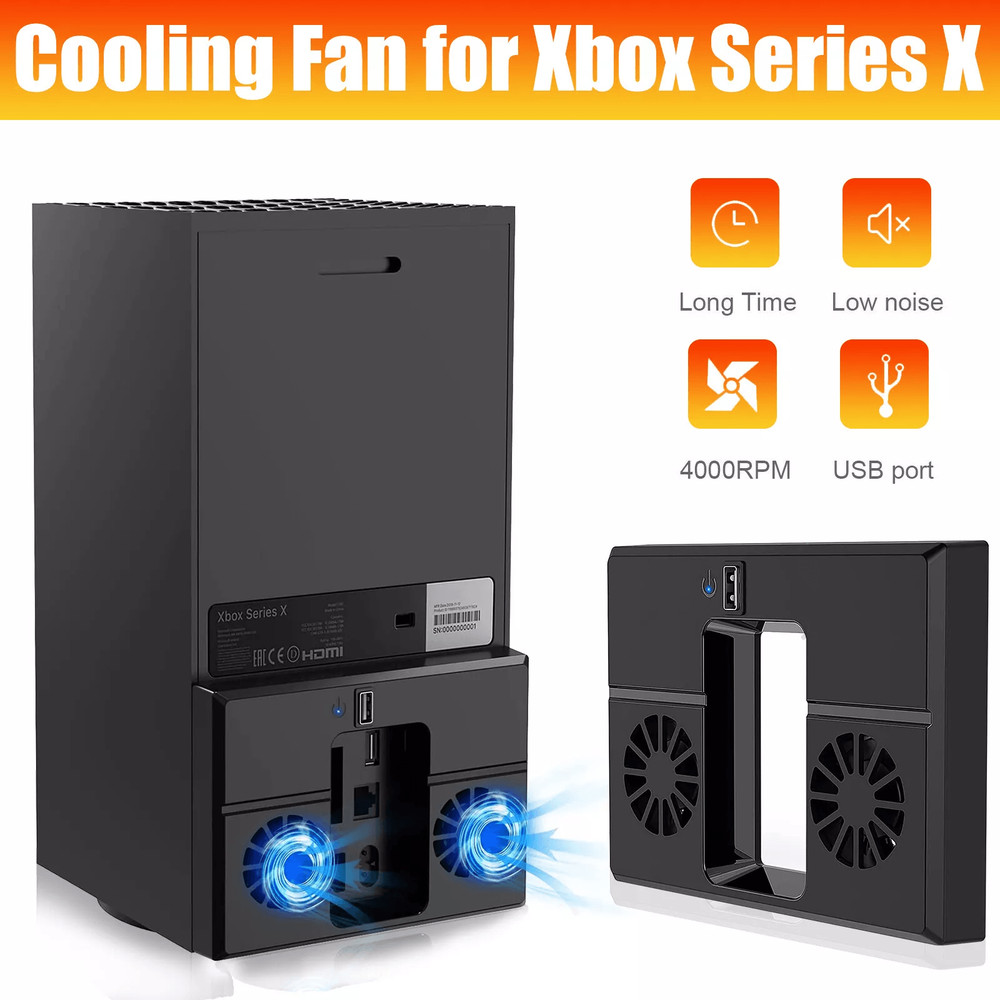 USB Cooling Fan Vertical Stand For Xbox Series X Quiet Dual Fans Game Console Cooler Base Accessory 0