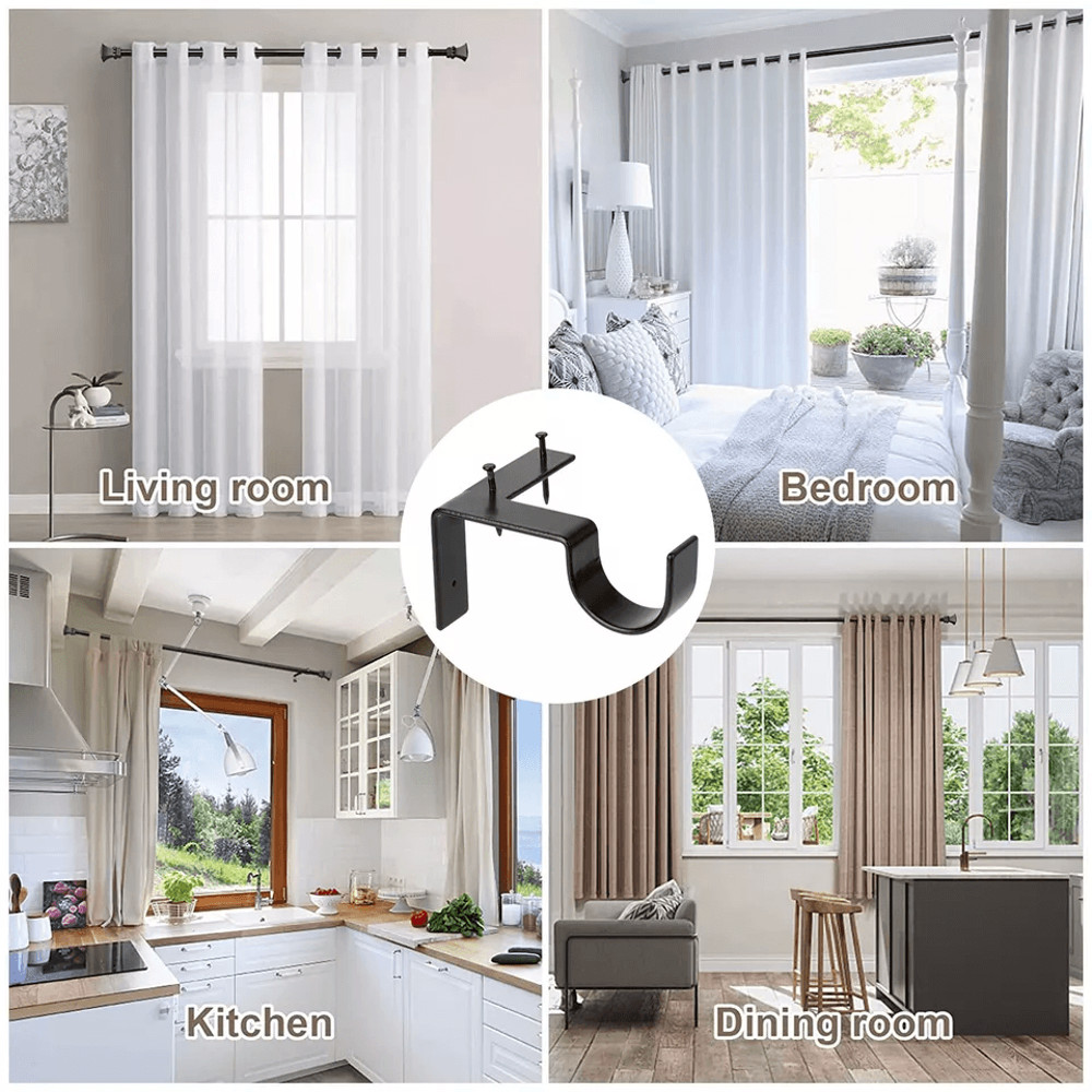 Bracket Hang Curtain Rod Holders Single Hook Installs Right Into Window Frame For Home Decor No Dri 2