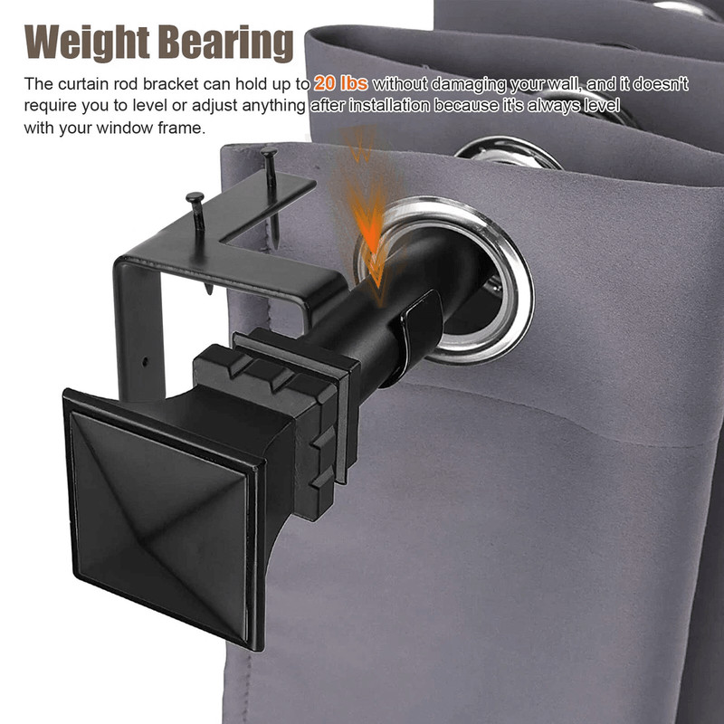 Bracket Hang Curtain Rod Holders Single Hook Installs Right Into Window Frame For Home Decor No Dri 4