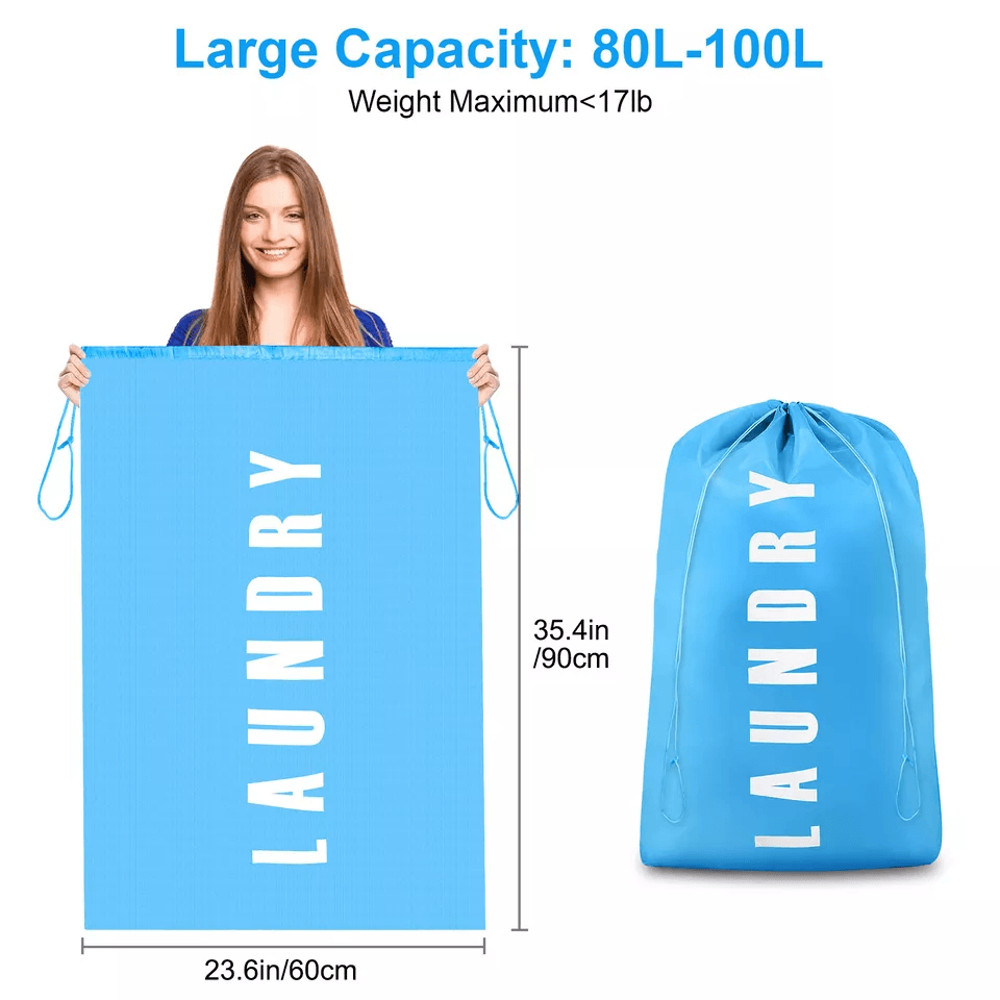 Heavy Duty Laundry Bag Set Large Dirty Clothes Organizer W Drawstring Closure 4