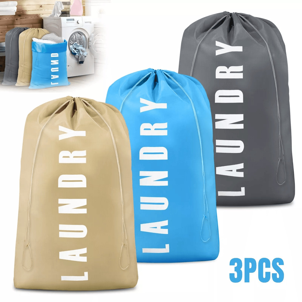 Heavy Duty Laundry Bag Set Large Dirty Clothes Organizer W Drawstring Closure 0