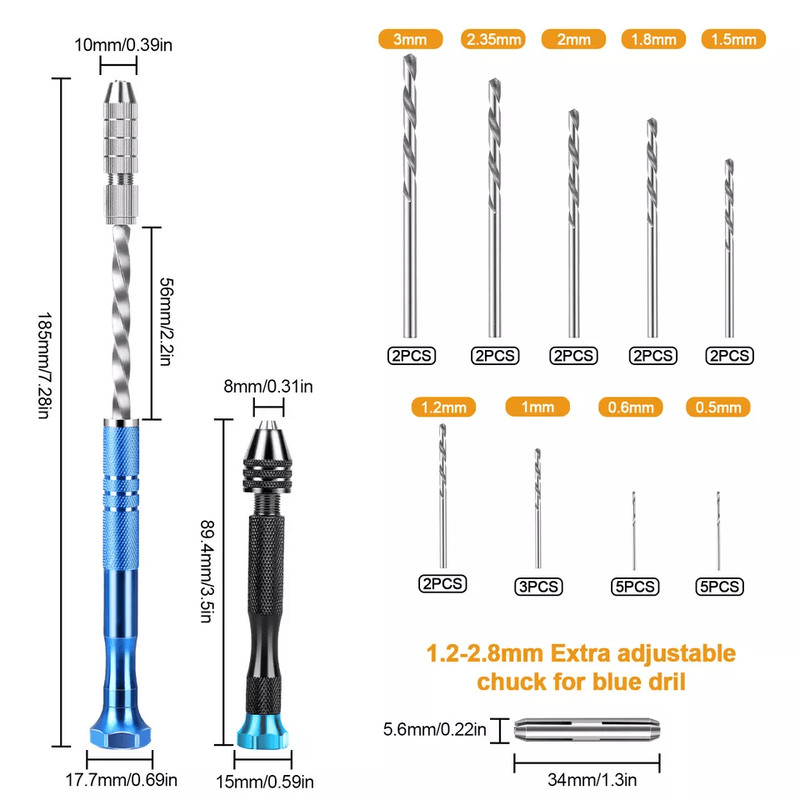 Precision Pin Vise Tools Mini Micro Hand Twist Drill Bits Rotary Kit For Jewelry Wood Resin  DIY 4