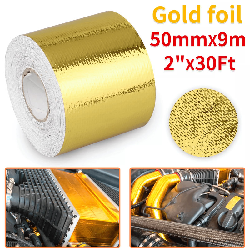 Gold Intake Heat Reflective Tape Wrap High Temp SelfAdhesive Insulation 0